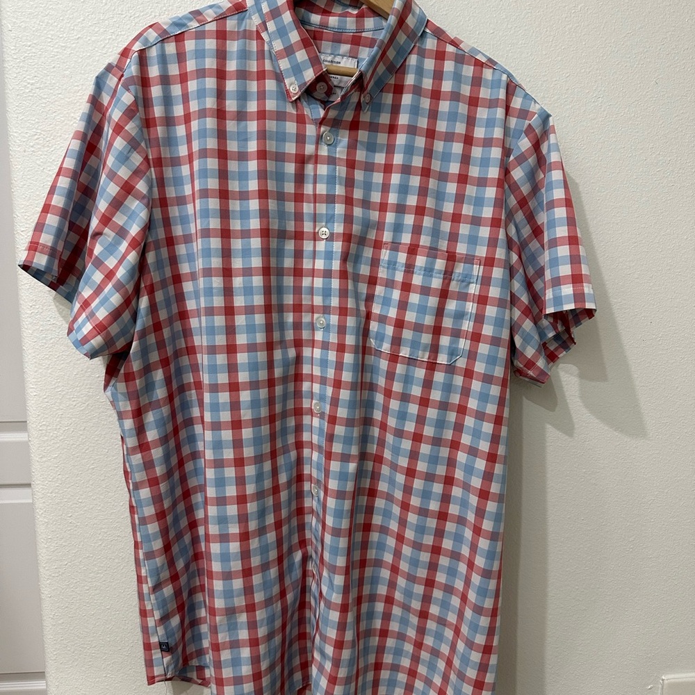 Mizzen+Main Red and Blue Casual Button Down Shirt